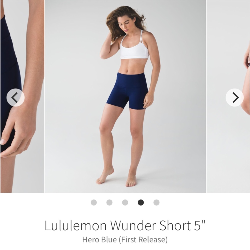 Lululemon Hero Blue Hi-Waist Full On-Luon Wunder Shorts 5” inseam size 8